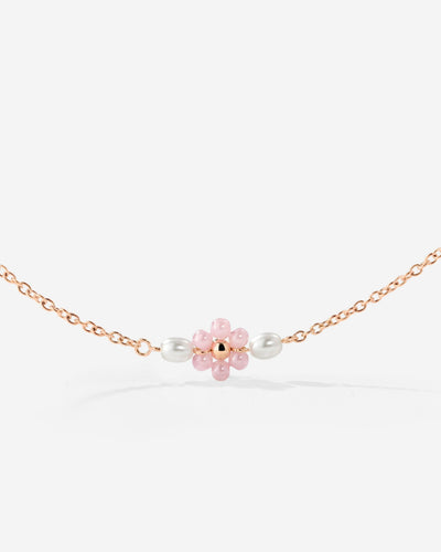 Pretty Pink Daisy Necklace Roségold