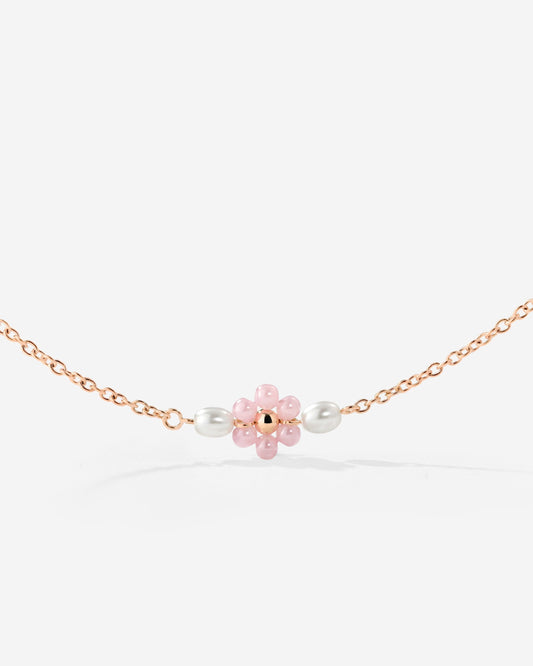 Pretty Pink Daisy Necklace Roségold