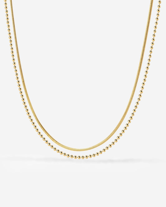 Duo Beads Necklace Gold