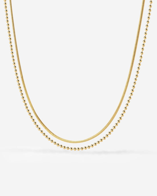 Duo Beads Necklace Gold