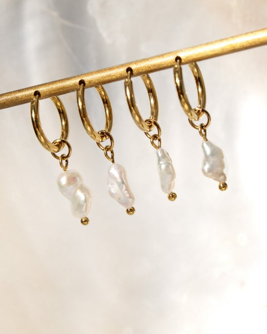 Lisas Power Pearl Hoop Set Roségold