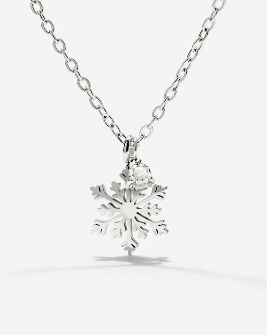 Sparkling Snowflake Necklace Silber