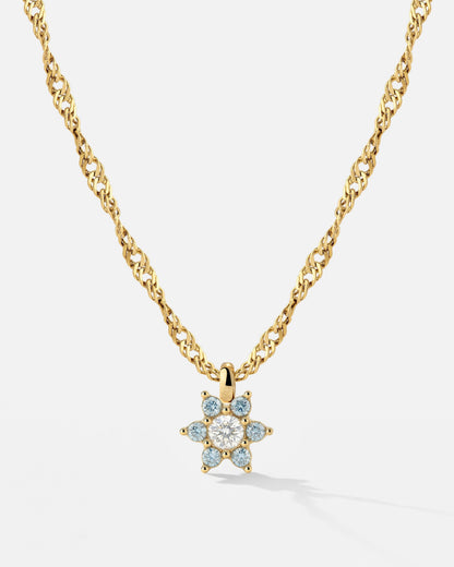 Sparkling Blue Petal Necklace Gold