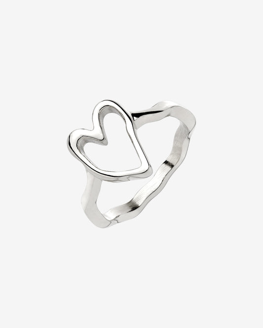 Flowy Heart Ring Silber