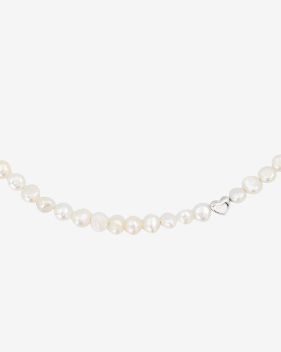 Retro Love Pearl Necklace Silber