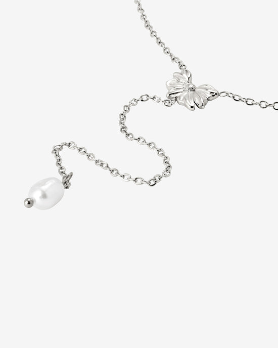 Petal Pearl Y-Necklace Silber