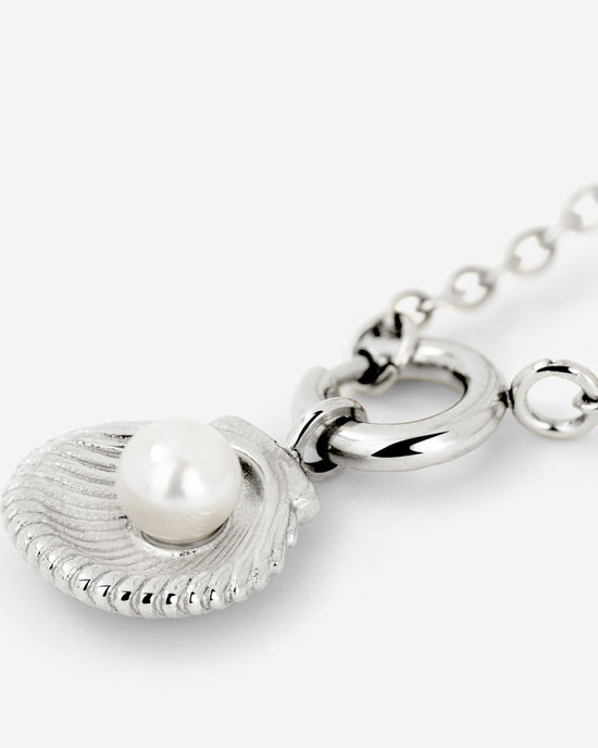 Pearly Shell Classic Chain Necklace Set Silber