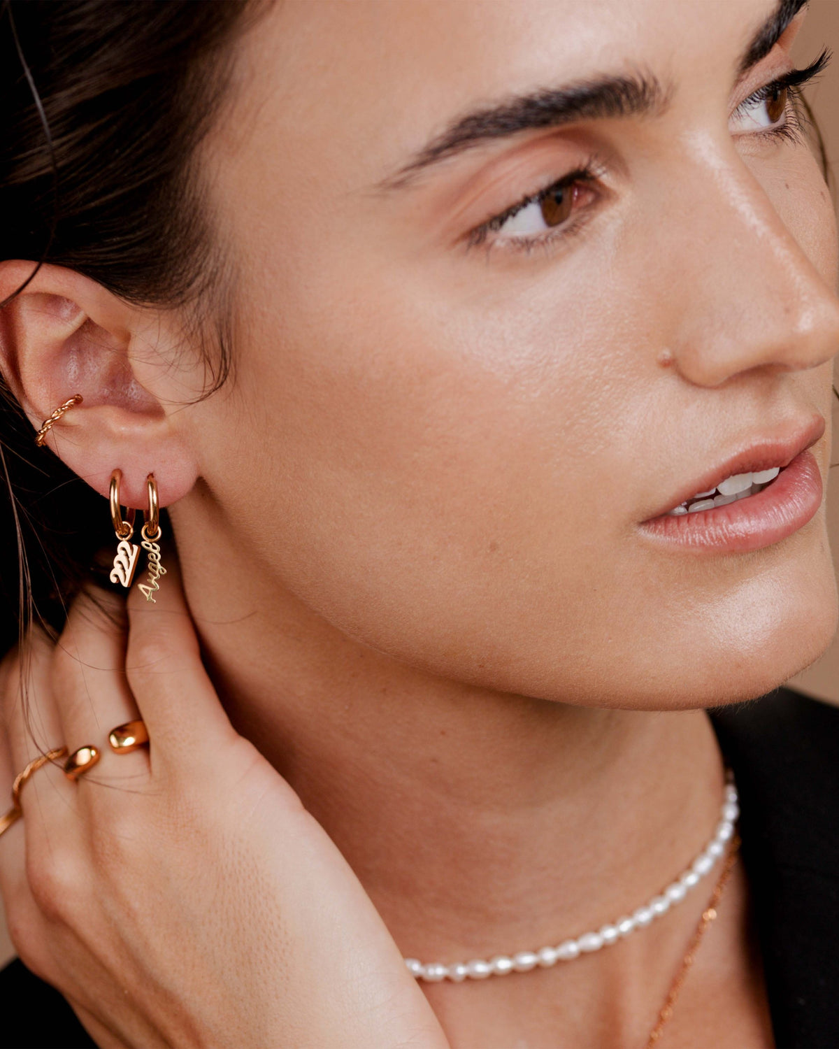 The Angel Hoop Set Small Rose Gold