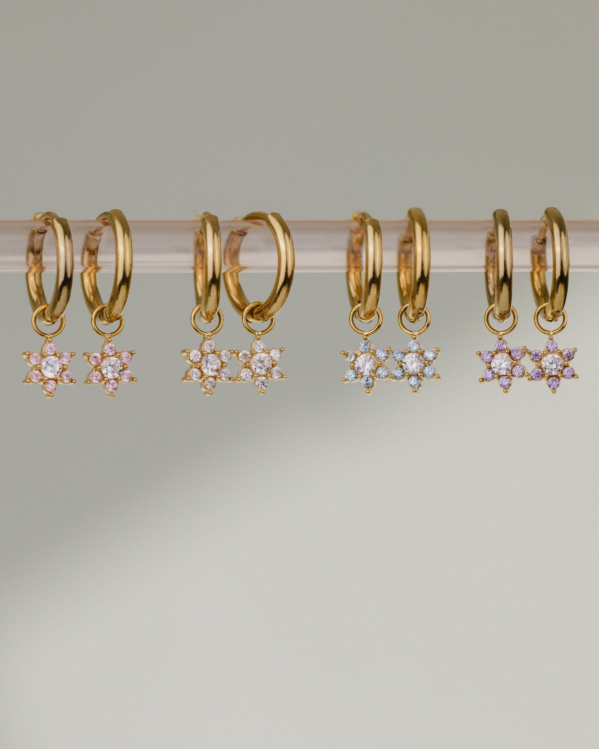 Purple Petal Hoop Set Small Roségold