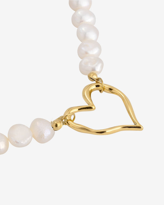 Melting Heart Pearl Bracelet Gold