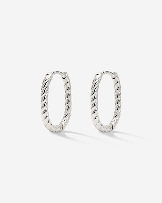 Oval Twisted Hoops Baby Silber
