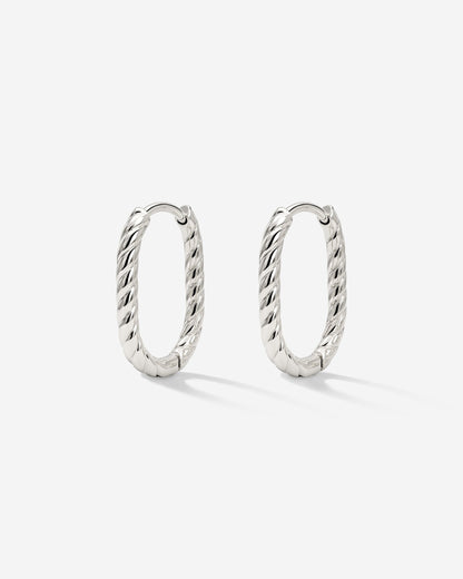 Oval Twisted Hoops Baby Silber
