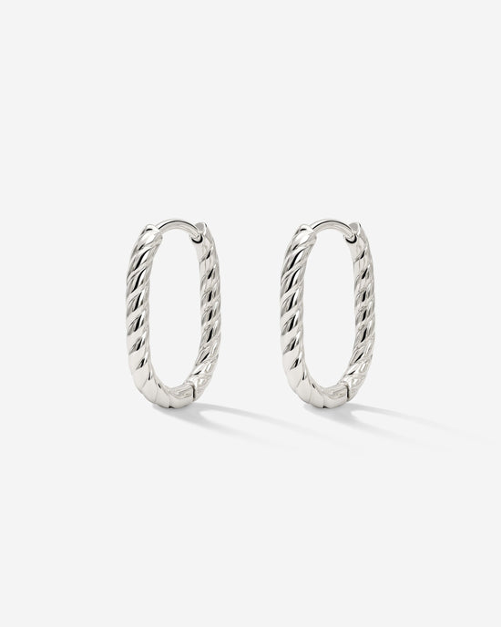 Oval Twisted Hoops Baby Silber