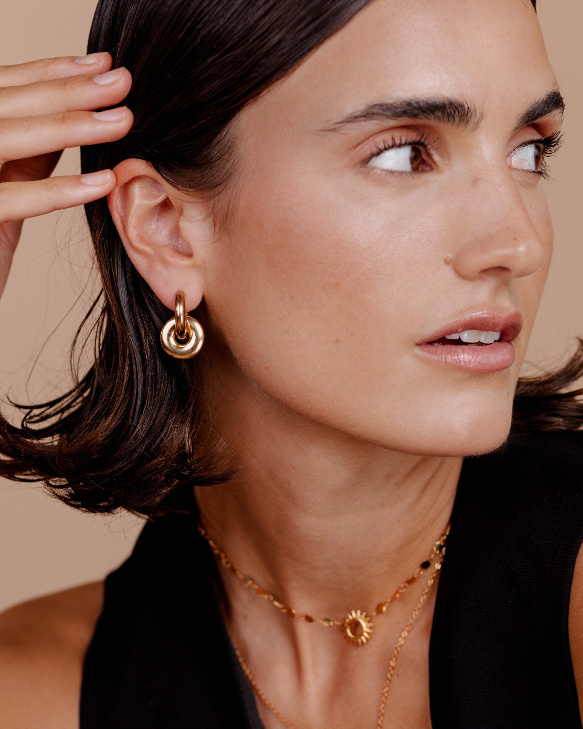 Chunky Sleek Donut Hoop Set Medium Roségold