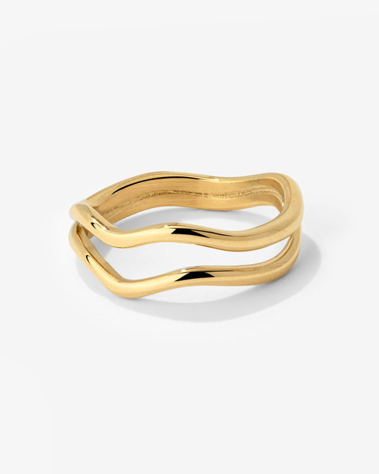 Double Wave Ring Gold