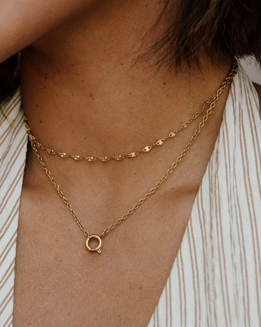 Classic Chain Charm Necklace Gold