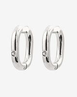 Sparkle Oval Hoops Medium Silber