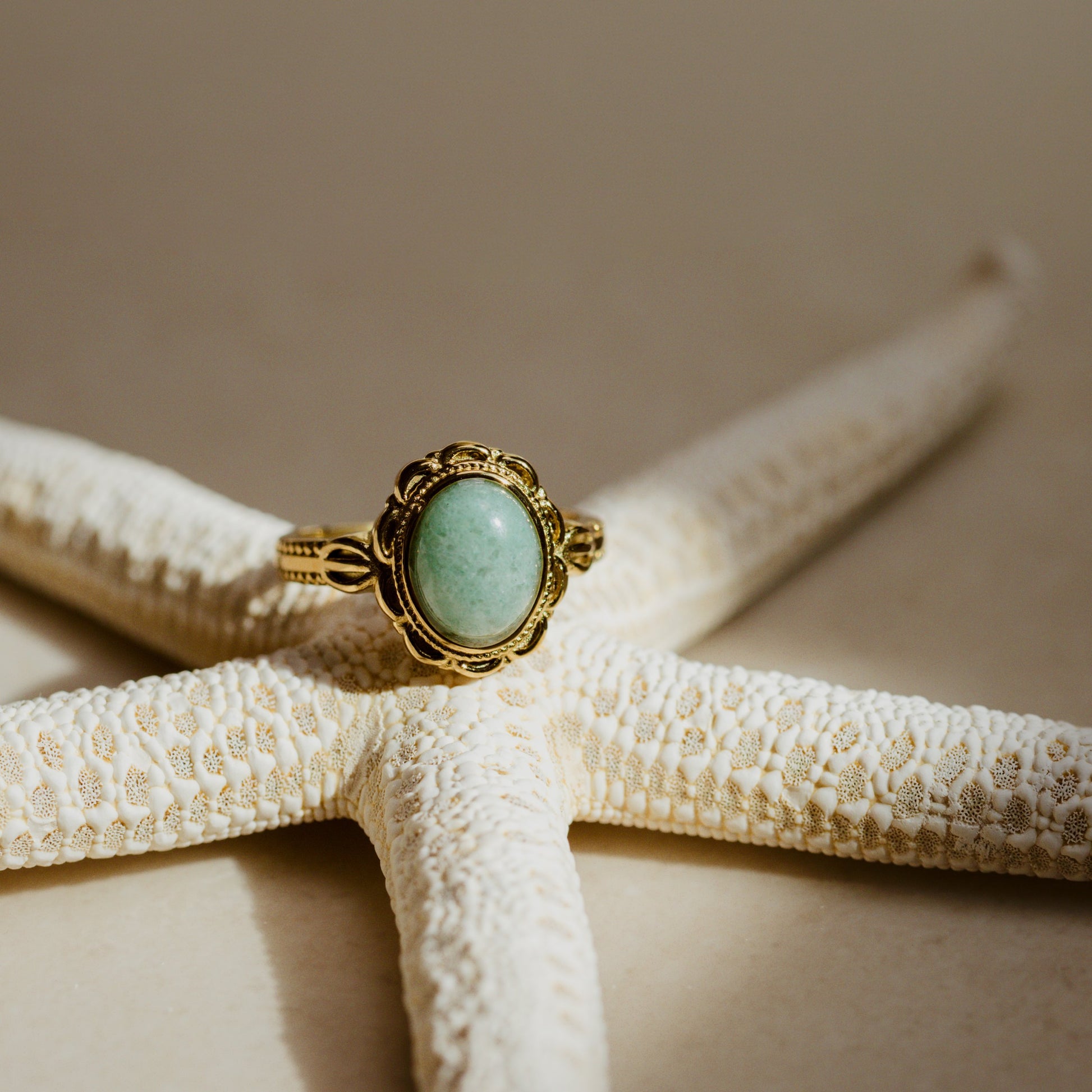 Sea Glass Ring Gold
