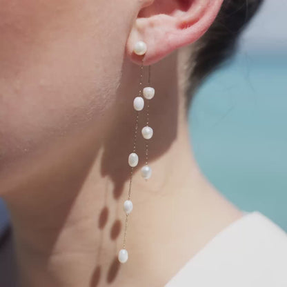 Jules Unique Pearl Fall Studs Roségold