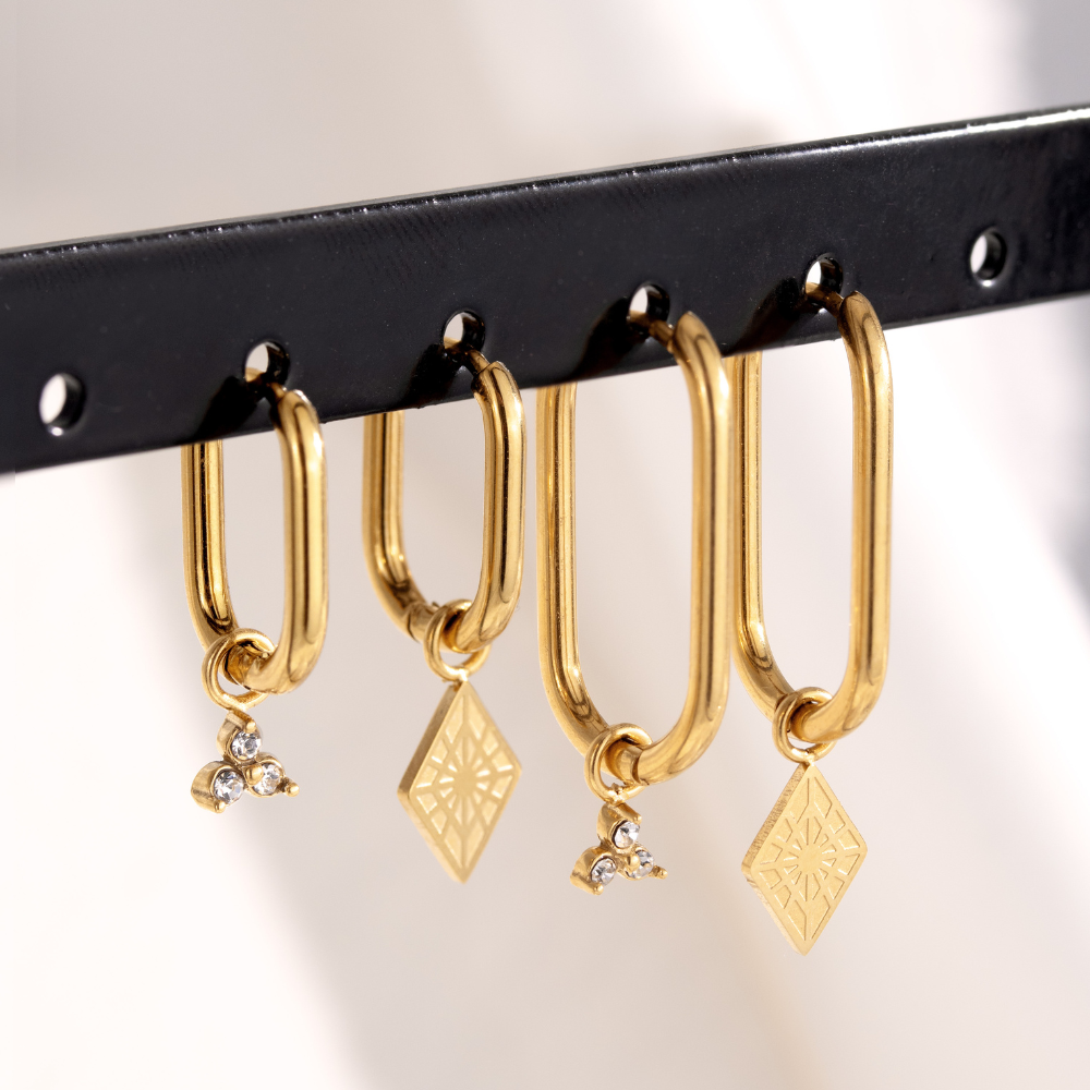 Rombo Oval Twisted Hoops Small Roségold