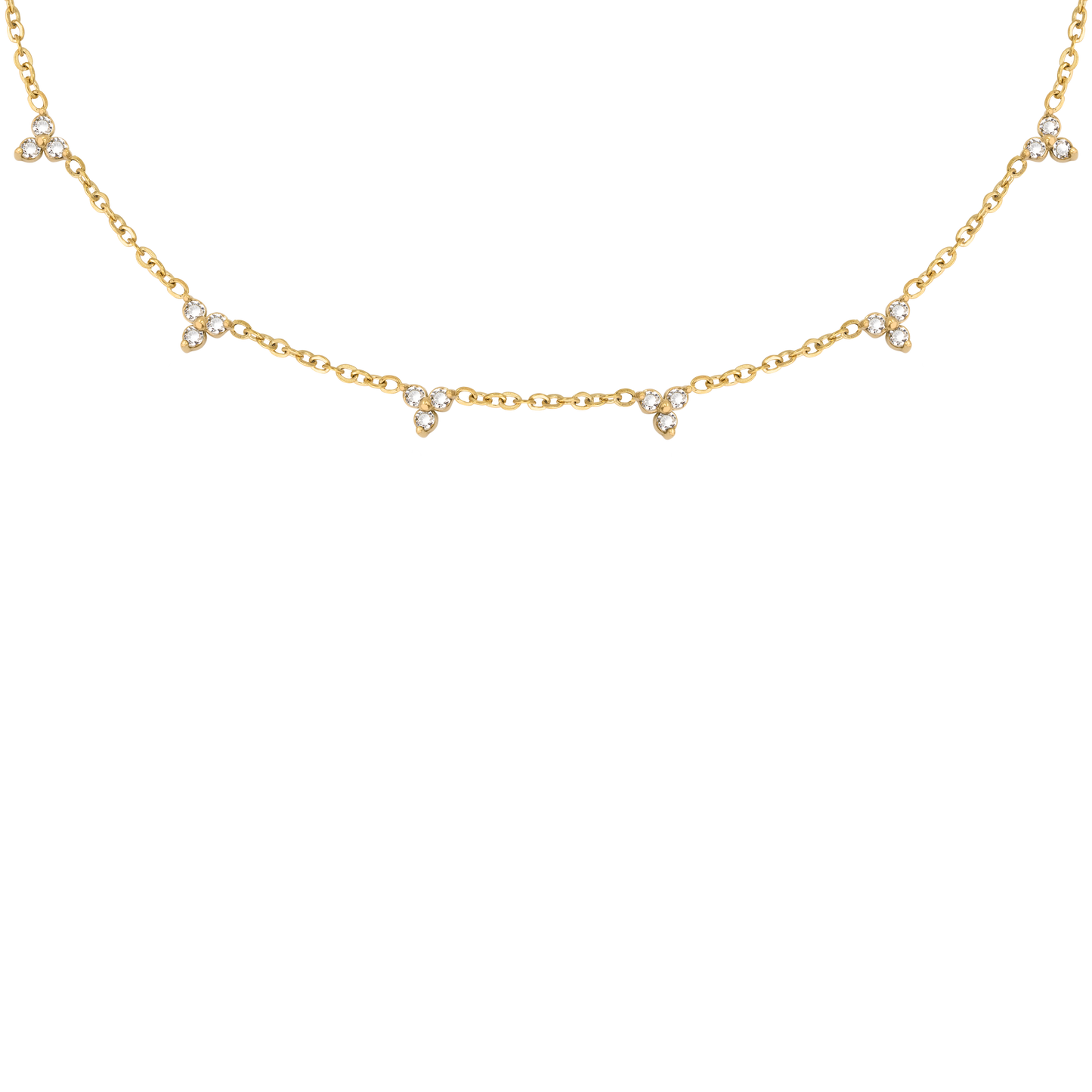 White Stars and Skies Necklace Gold