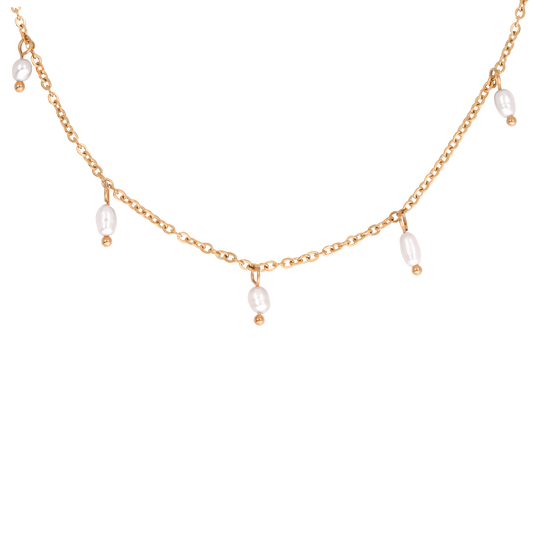 Perla Blanco Choker Roségold