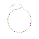 Rainbow Pearl Anklet Silber