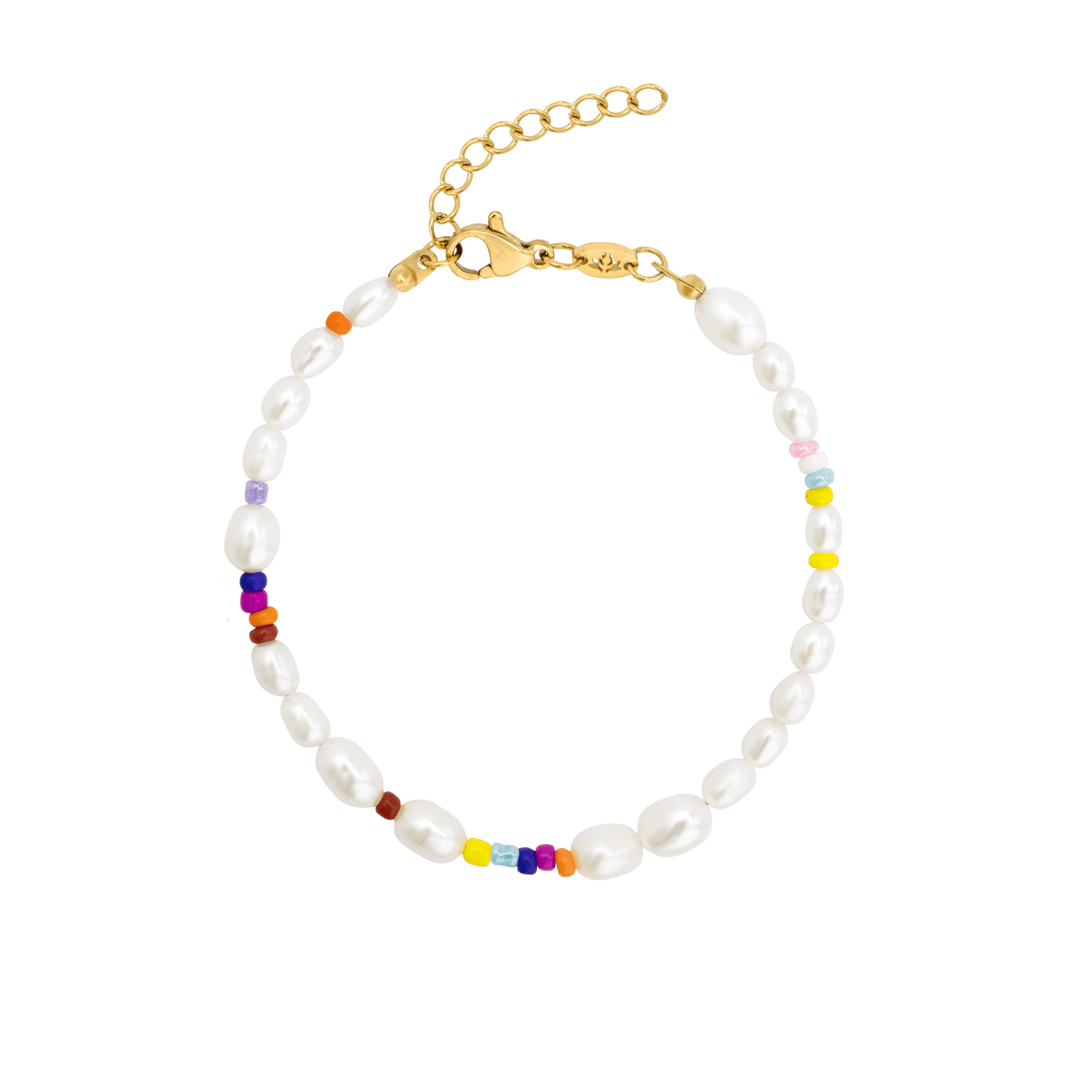 Rainbow Pearl Bracelet Gold