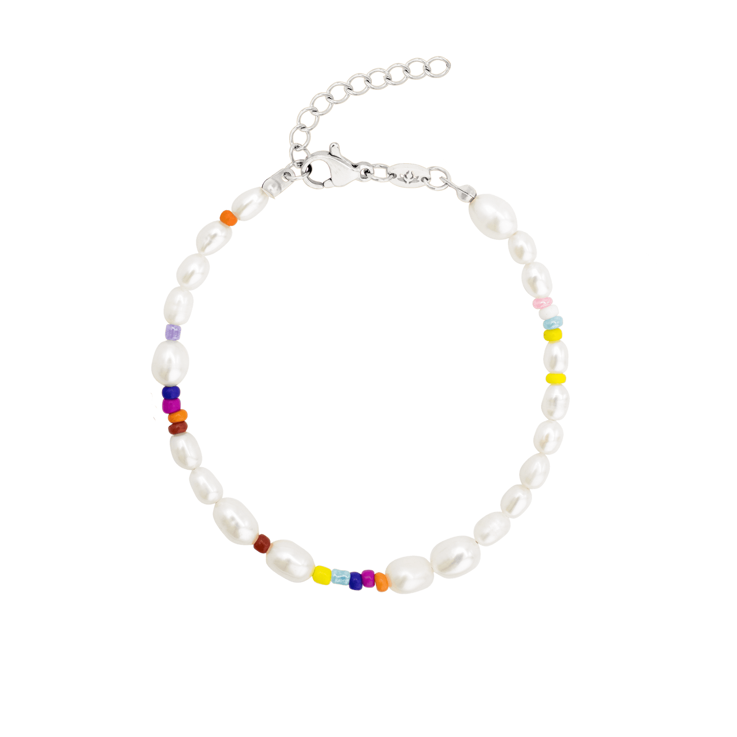 Rainbow Pearl Bracelet Silber