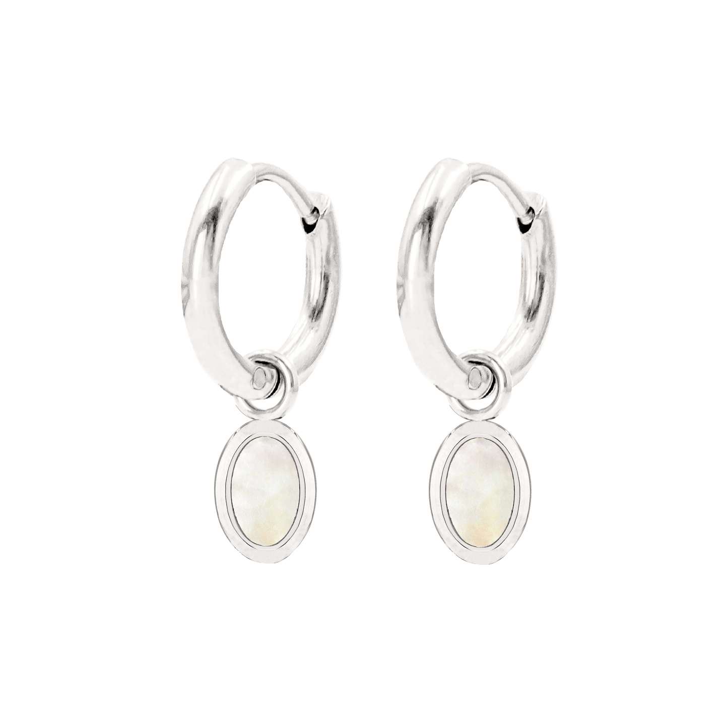 Mother of Pearls Hoop Set Silber