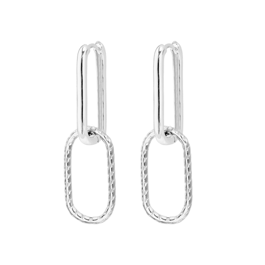 Oval Snake Hoops Silber