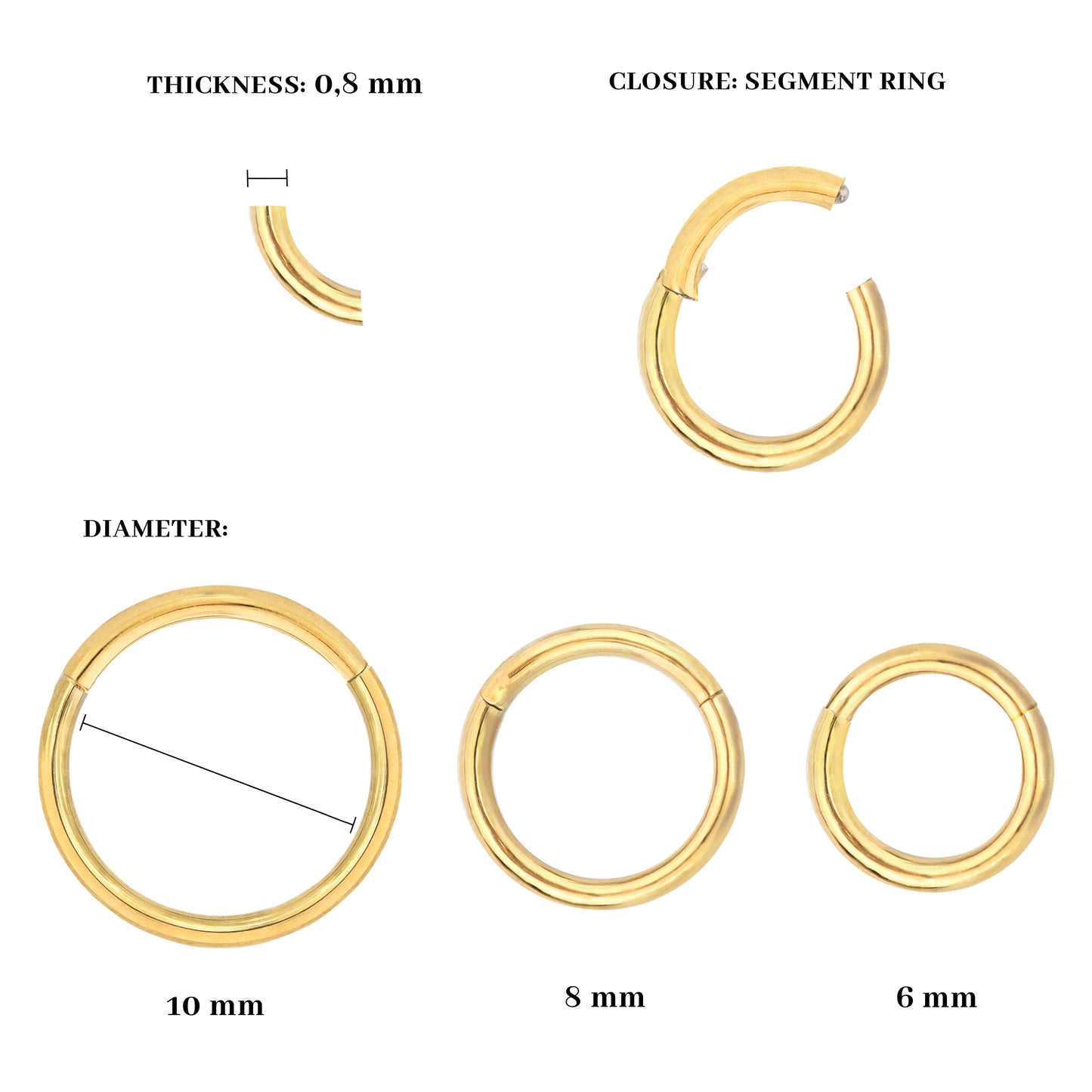 Basic Click Piercing Ring Gold