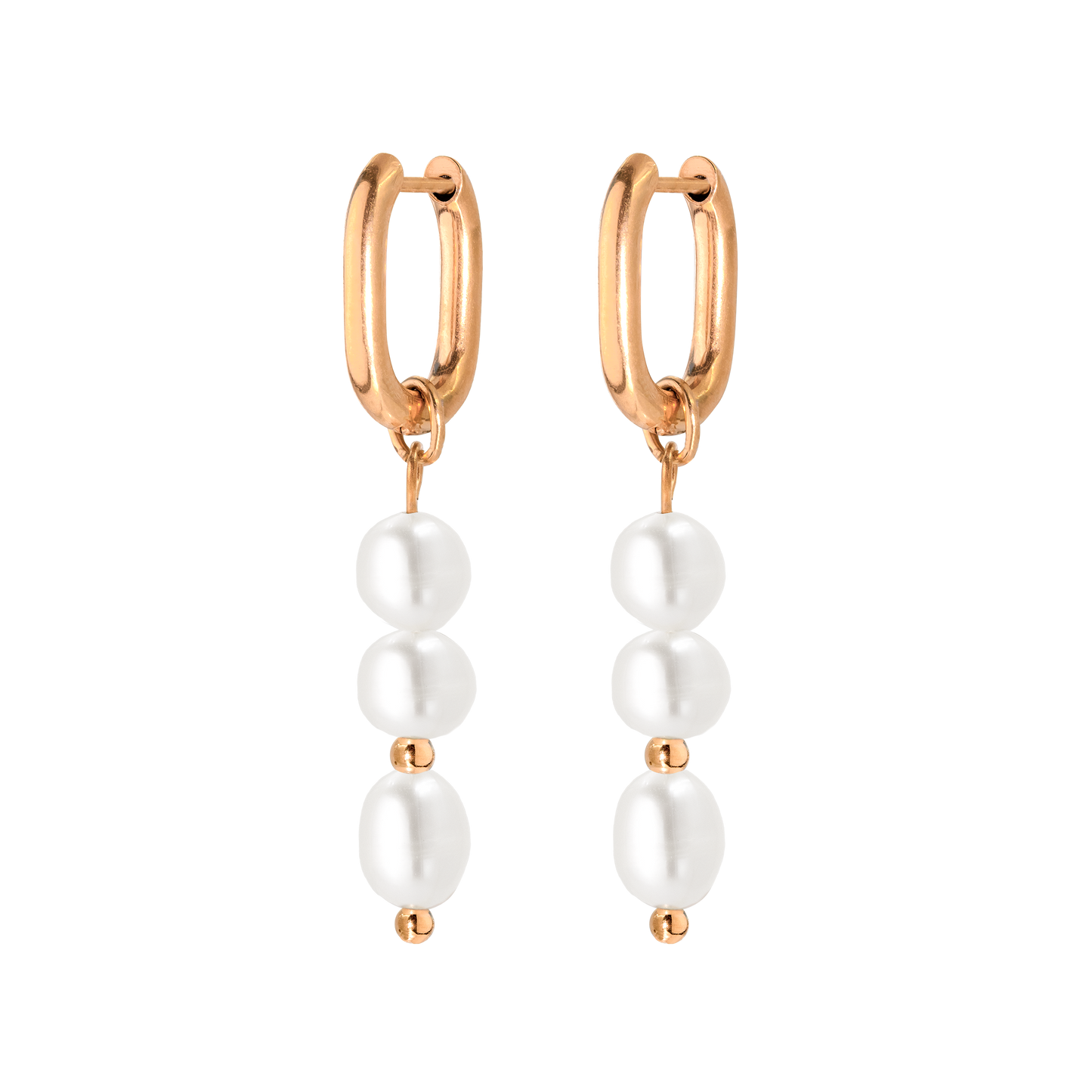 Triple Pearl Hoop Set Roségold