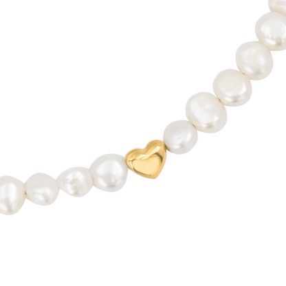 Retro Love Pearl Necklace Gold