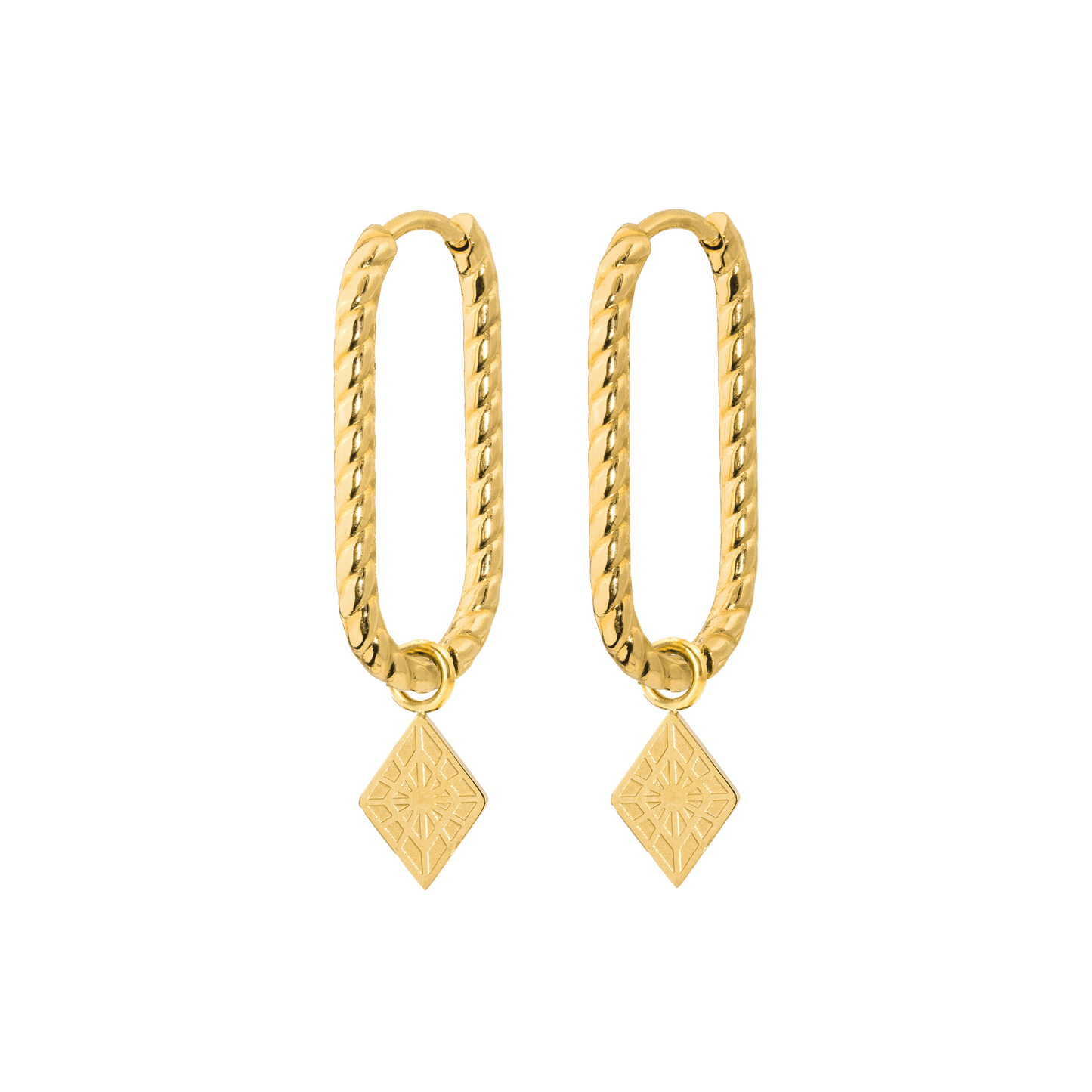 Rombo Oval Twisted Hoops Small Gold