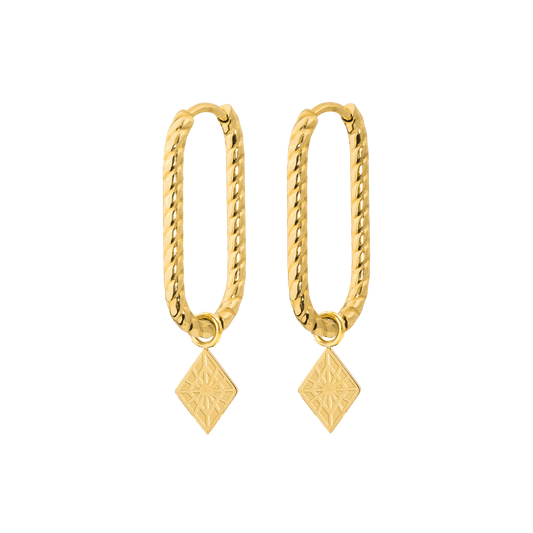 Rombo Oval Twisted Hoops Small Gold