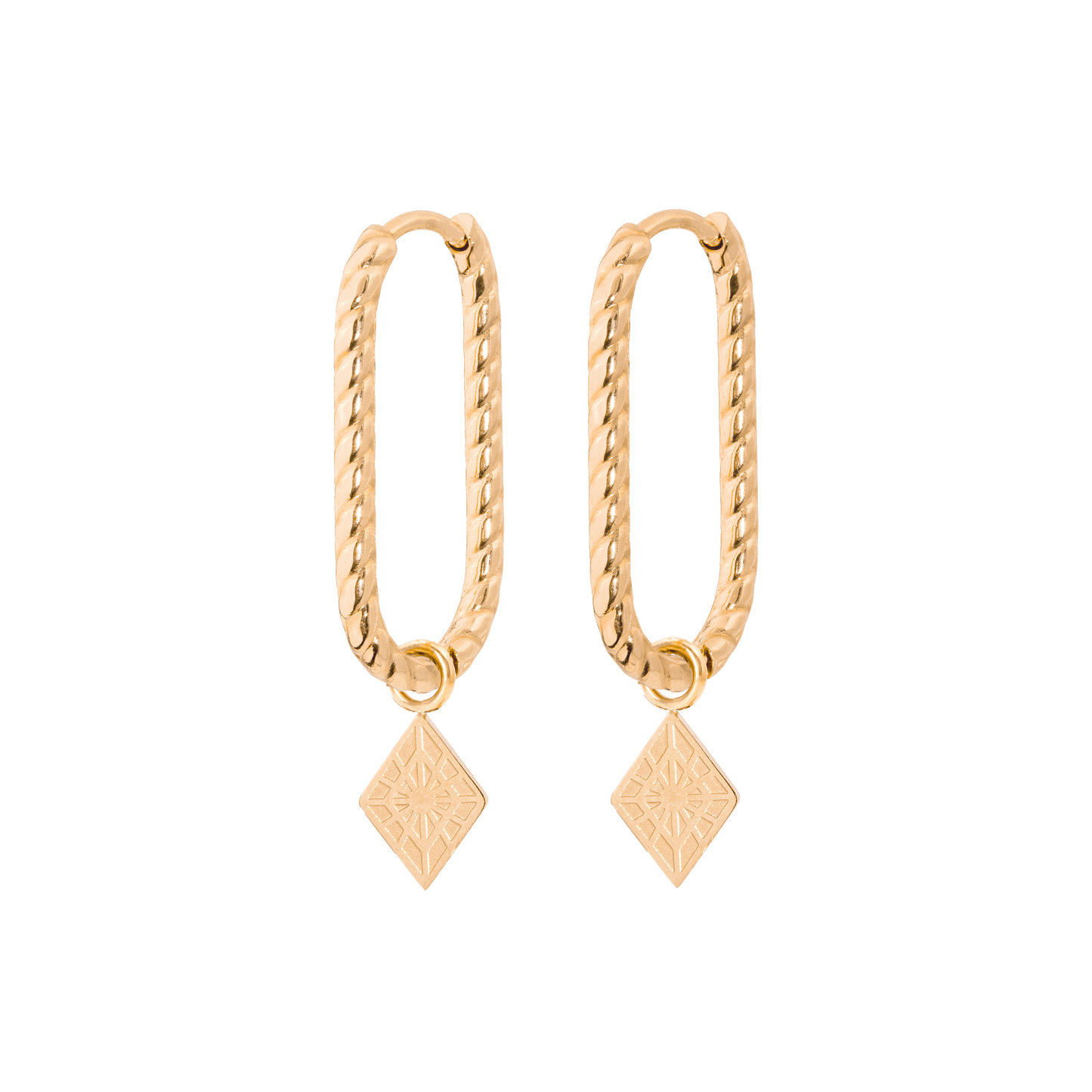 Rombo Oval Twisted Hoops Small Roségold