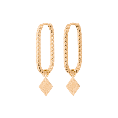 Rombo Oval Twisted Hoops Small Roségold
