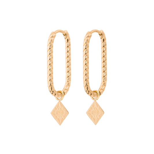 Rombo Oval Twisted Hoops Small Roségold