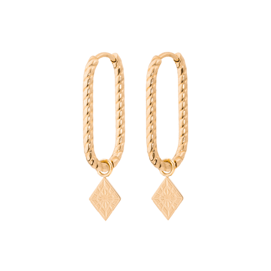 Rombo Oval Twisted Hoops Small Roségold