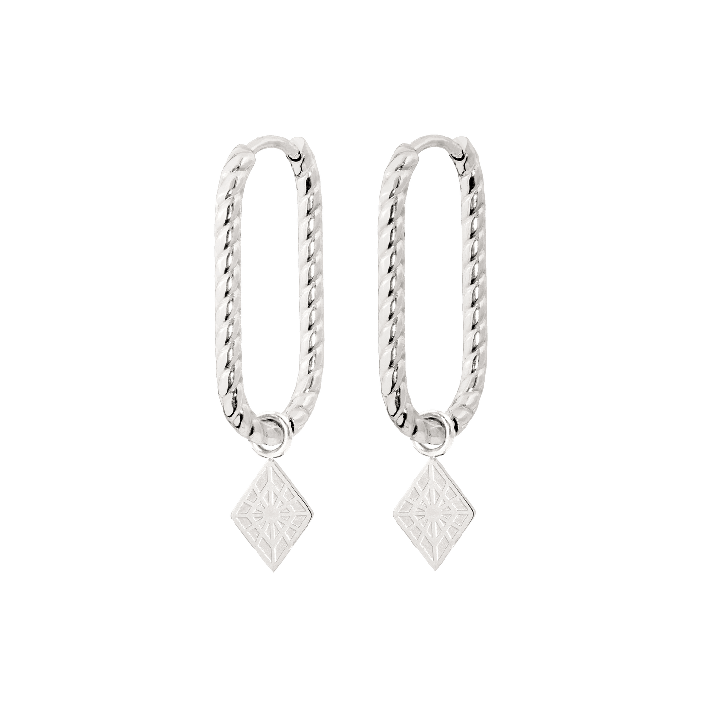 Rombo Oval Twisted Hoops Small Silber