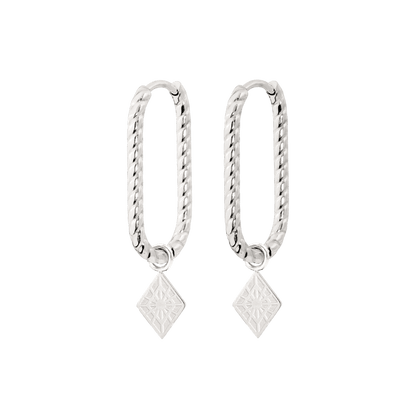 Rombo Oval Twisted Hoops Small Silber