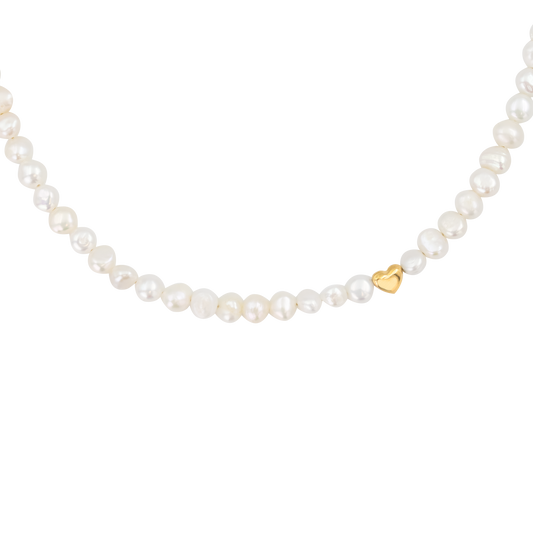 Retro Love Pearl Necklace Gold