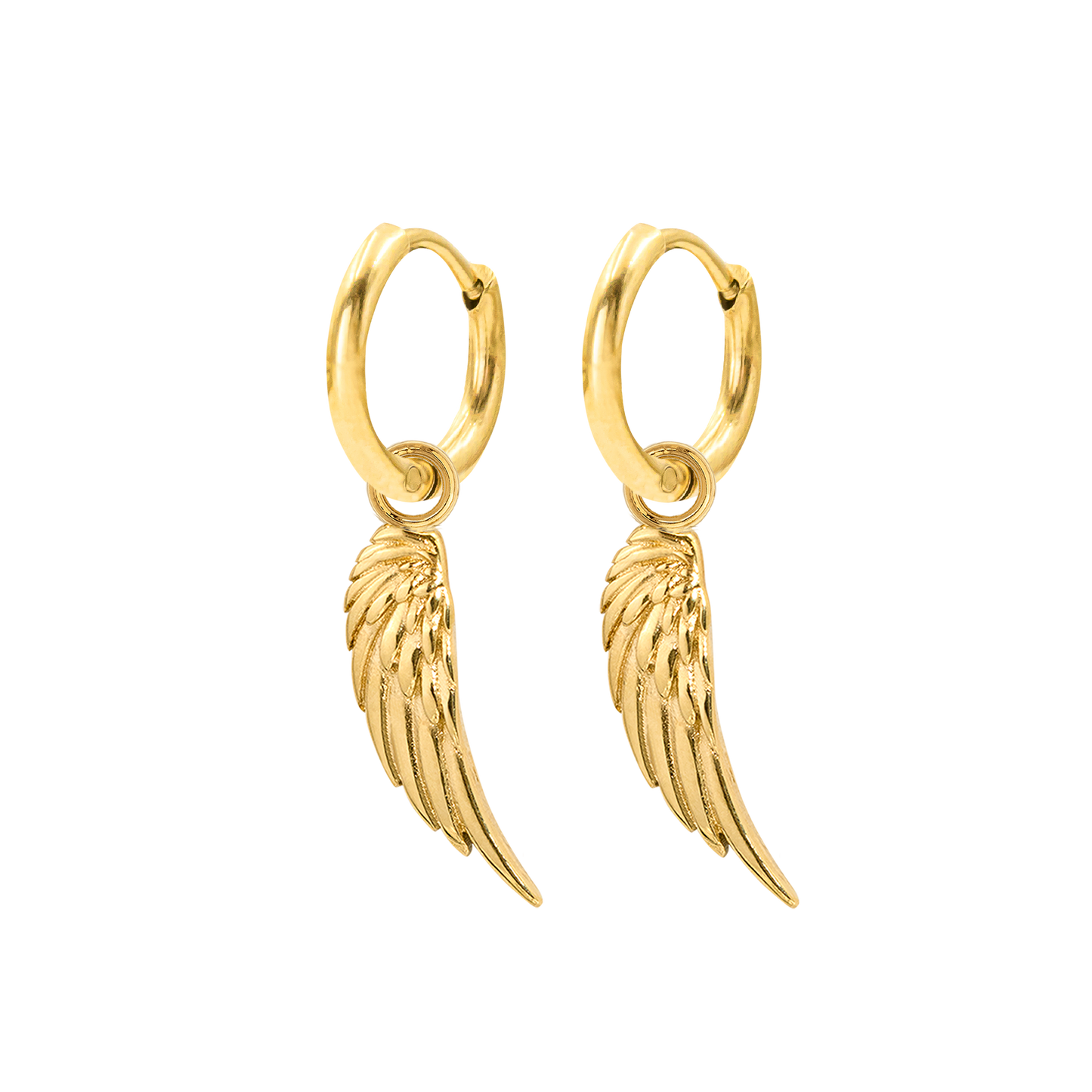 Angel Wing Slim Hoop Set Gold