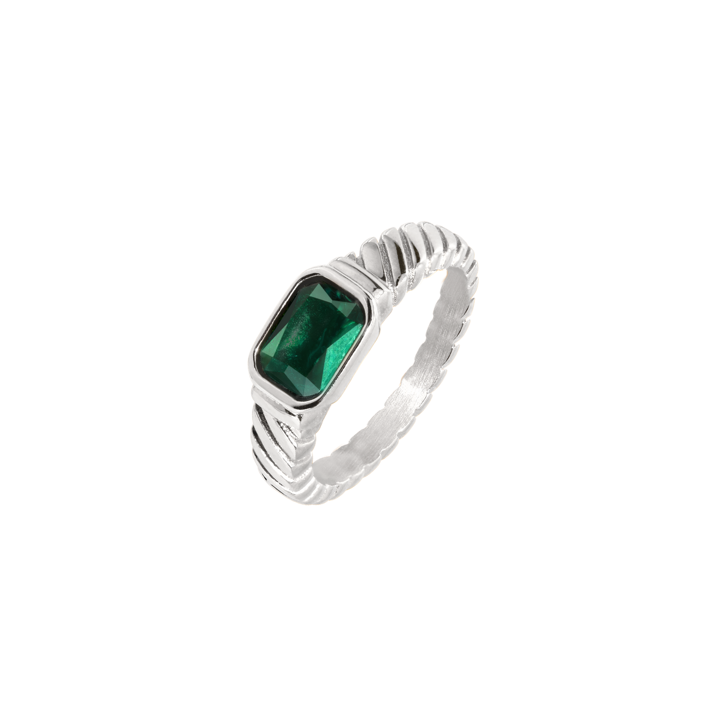 Brilliant Emerald Ring Silber