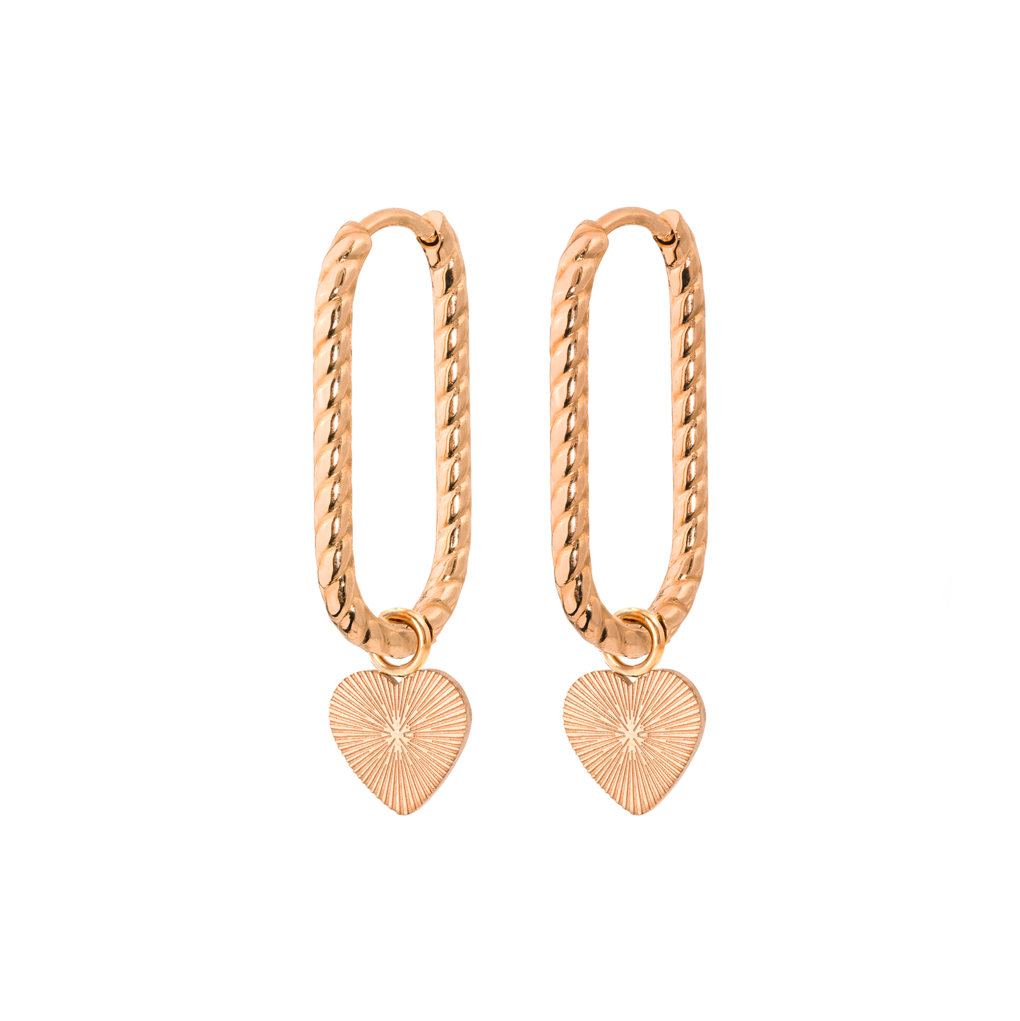 Love Ray Oval Twisted Hoops Roségold