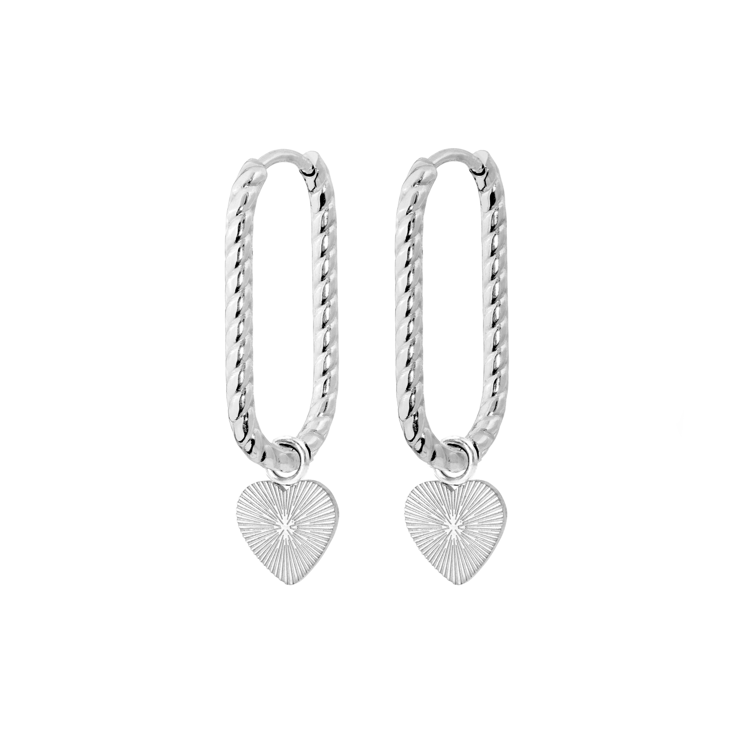 Love Ray Oval Twisted Hoops Silber
