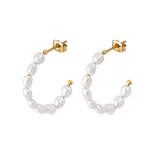 Pearly Leni Hoop Earrings Gold