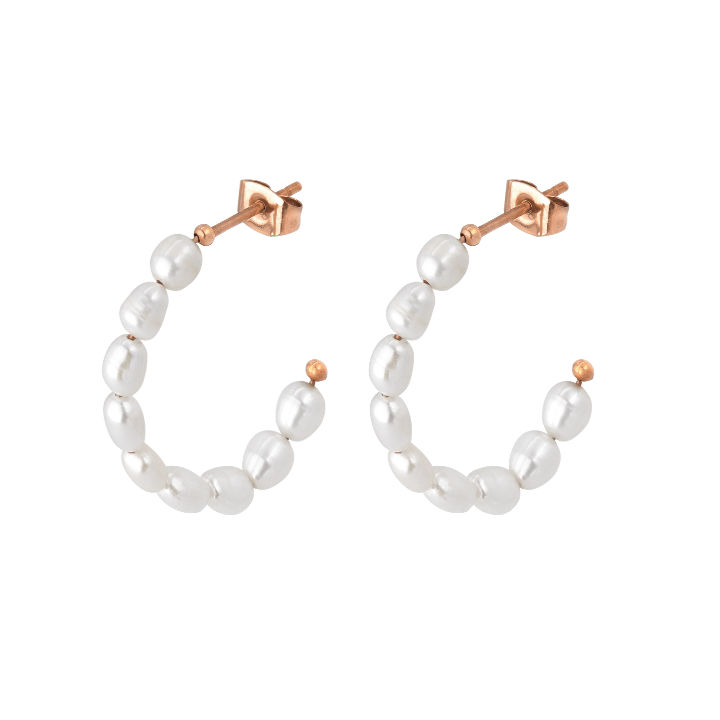 Pearly Leni Hoop Earrings Roségold