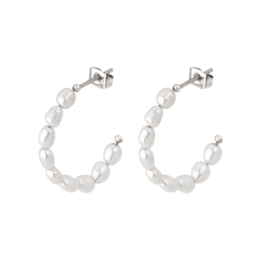 Pearly Leni Hoop Earrings Silber